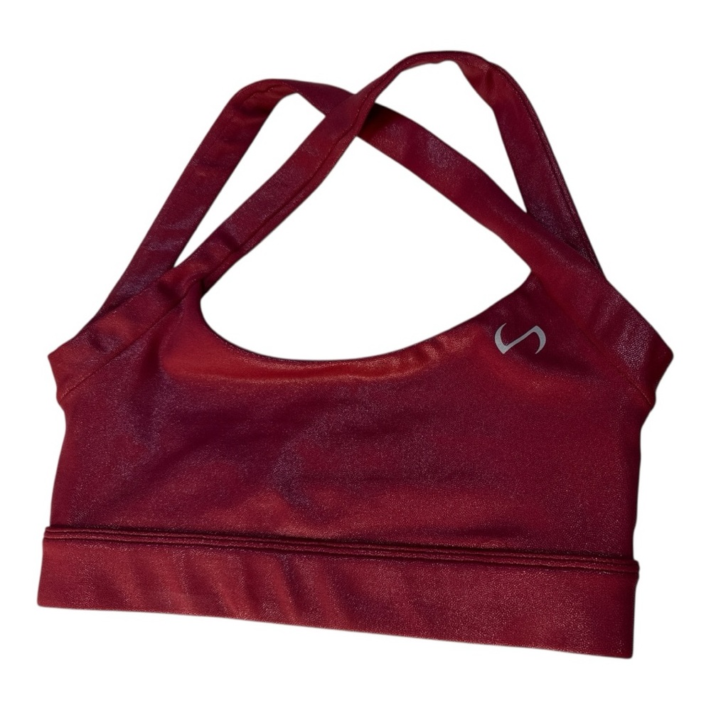 Take Life Further Shimmering Red Sports Bra EUC like new B36-66